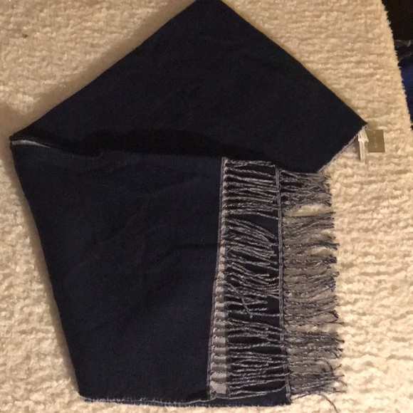 J. Crew Blanket Scarf Navy Blue Gray Wool